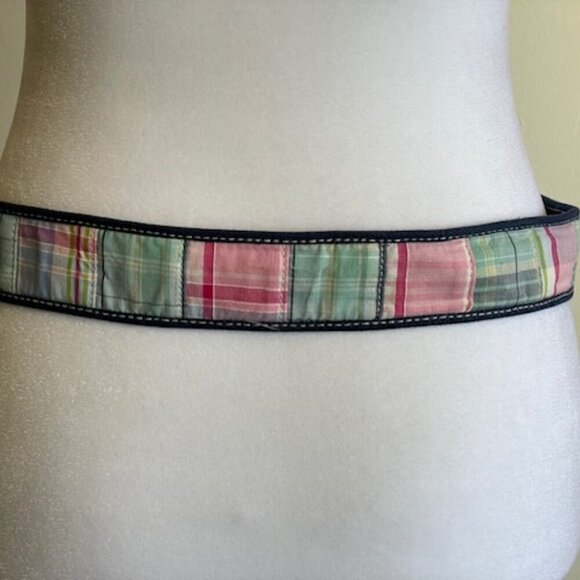 G.H. BASS Madras Patchwork Double D Ring Cotton Belt M/L - Picture 5 of 16